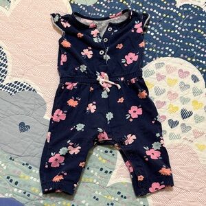 $2 Navy Pink Floral Romper Girl